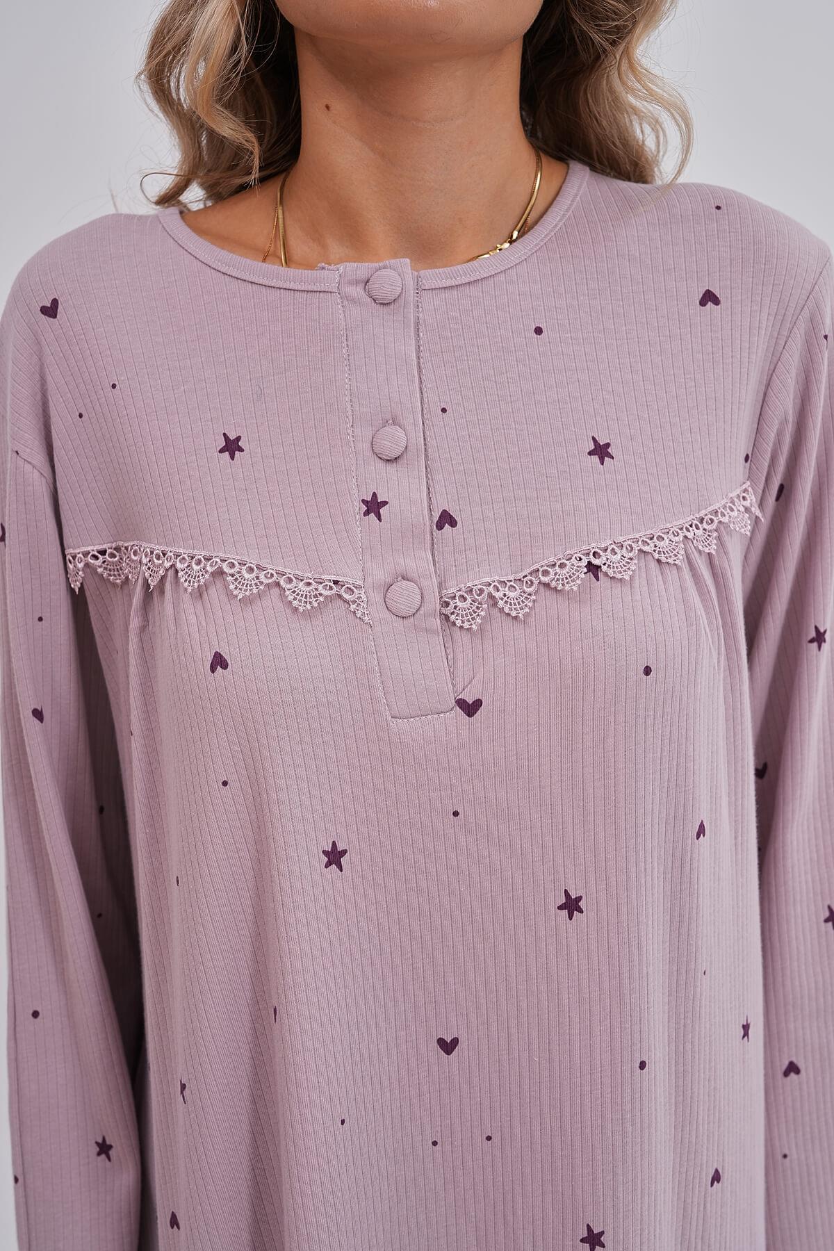 Heart Plus Size Maternity & Nursing Nightgown Lilac - 6152
