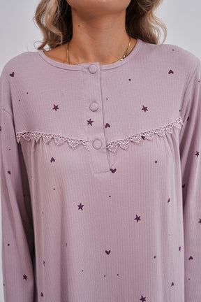 Heart Plus Size Maternity & Nursing Nightgown Lilac - 6152