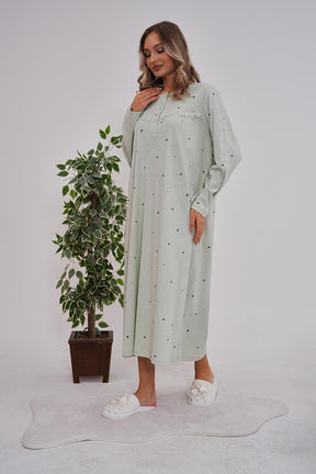 Heart Plus Size Maternity & Nursing Nightgown Green - 6152