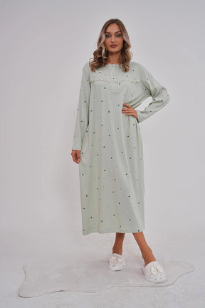 Heart Plus Size Maternity & Nursing Nightgown Green - 6152