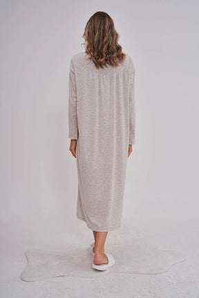 Flowery Collar Plus Size Maternity & Nursing Nightgown Coffee - 6153