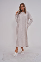 Flowery Plus Size Maternity & Nursing Nightgown Coffee - 6154