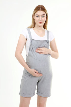 Cotton Maternity-Nursing Short Jumpsuit Grey - TT6200
