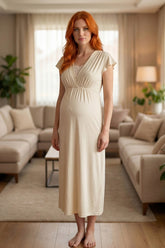 Lace Wrap Maternity & Nursing Nightgown Ecru - 6210
