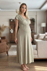 Lace Wrap Maternity & Nursing Nightgown Green - 6210