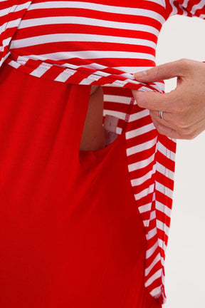 Relaxable Easy Breastfeeding Maternity & Nursing Pajama Set Red - 6303