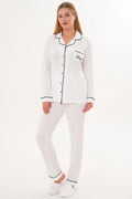 Bias Baby Printed Maternity & Nursing Pajama Set Ecru - 6307