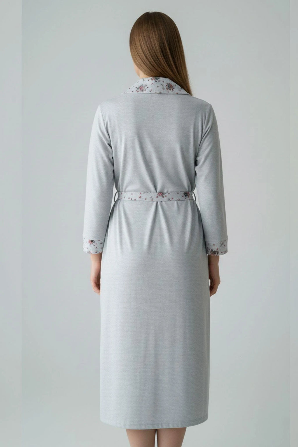 Patterned Plus Size Maternity Robe Blue - C6311