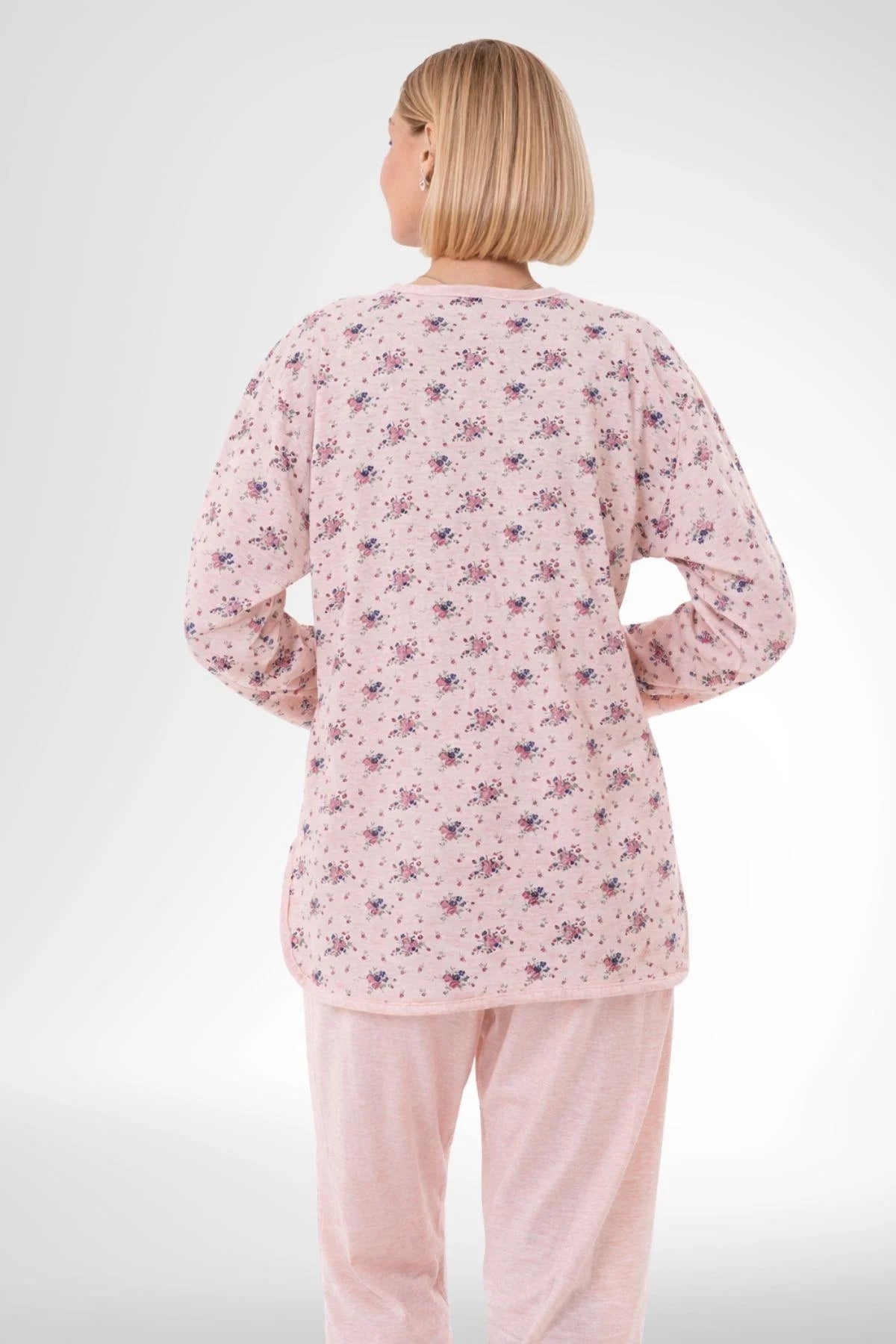 Patterned Plus Size Maternity & Nursing Pajama Set Powder - 6314