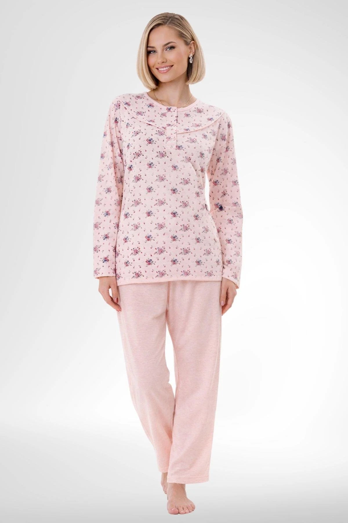 Patterned Plus Size 4-Piece Maternity-Nursing Set Powder - 6320