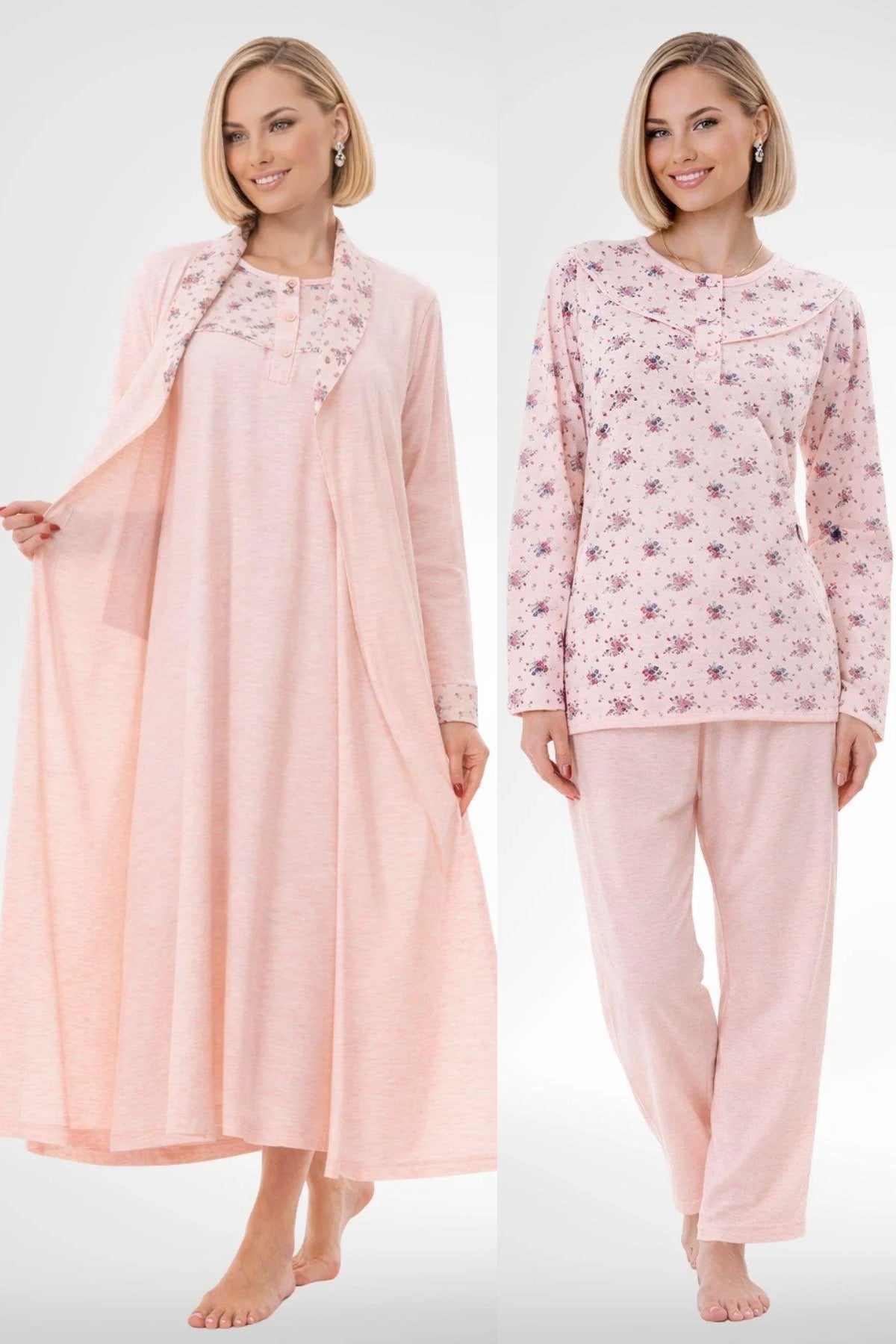 Patterned Plus Size 4-Piece Maternity-Nursing Set Powder - 6320