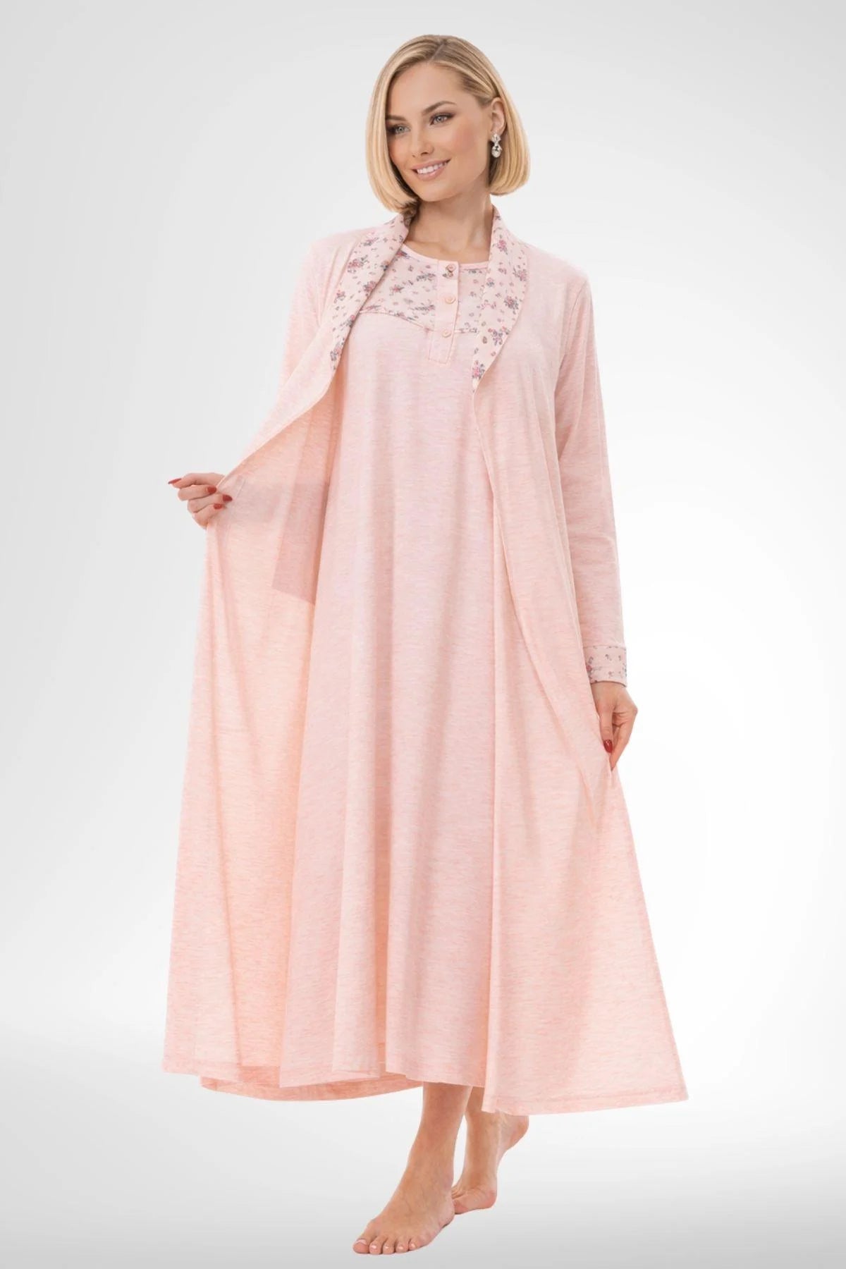 Patterned Plus Size 4-Piece Maternity-Nursing Set Powder - 6320