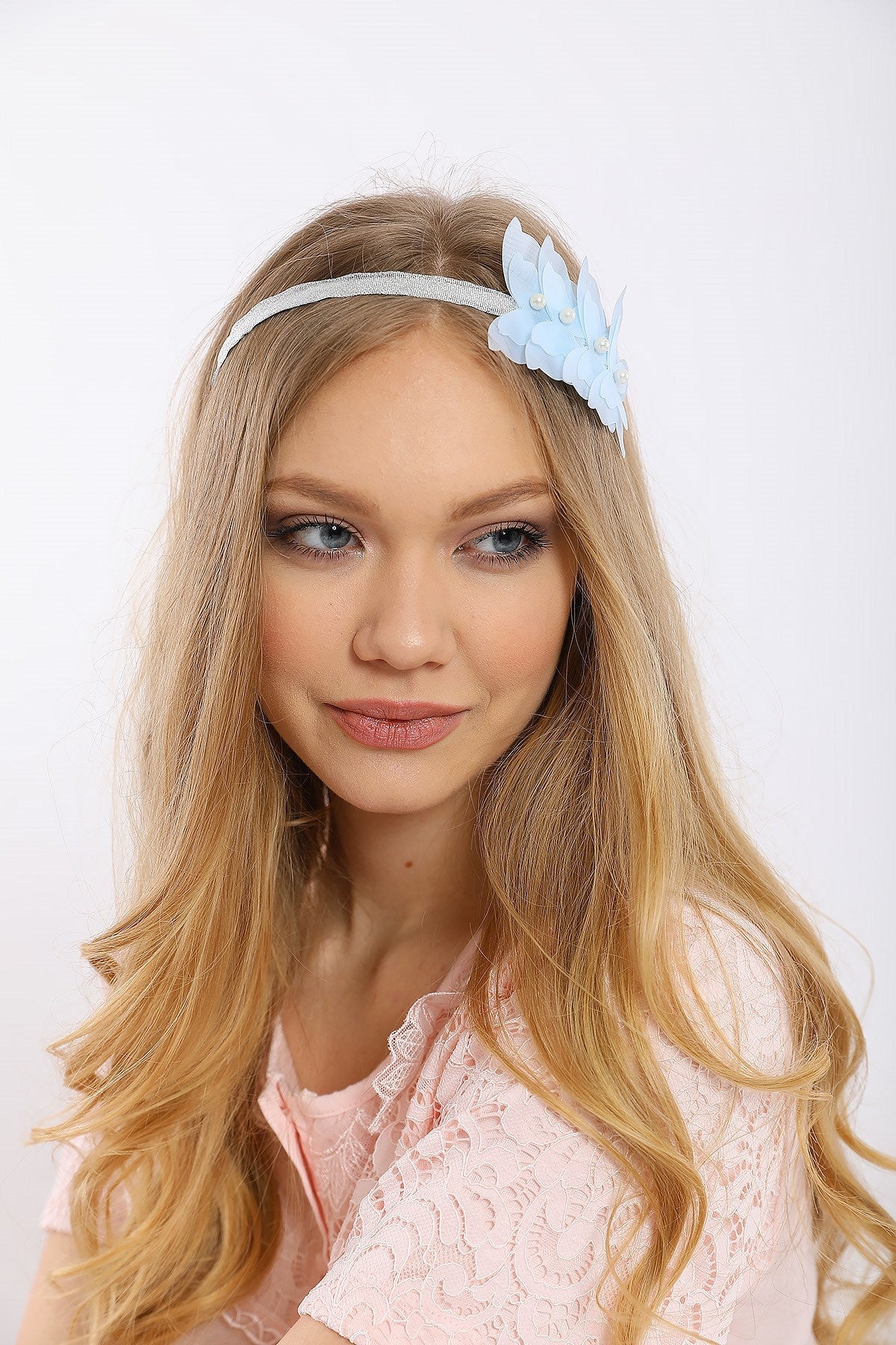 Butterfly Themed Postpartum And Bride Crown & Slippers Set Blue - 919502