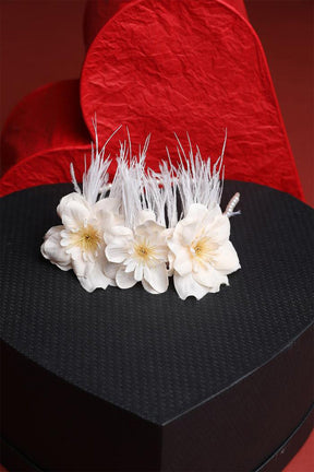 Water Lily Flowered Postpartum And Bride Crown & Slippers Set Ecru - 919504