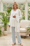 Blue Bias 3-Piece Maternity Feeding-Friendly Pajama & Flywheel Arm Robe Set Blue - L710