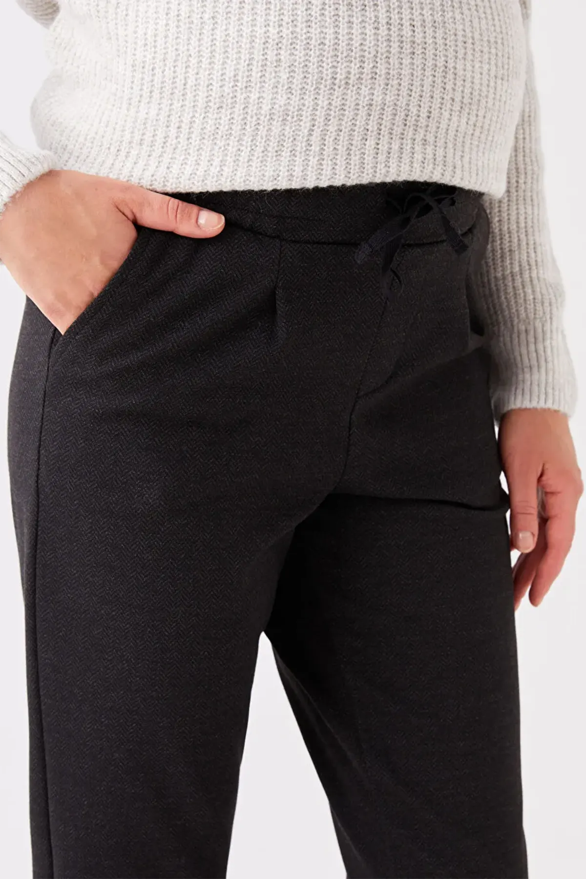 Elastic Waist Relaxed Fit Maternity Trousers Black - 8078
