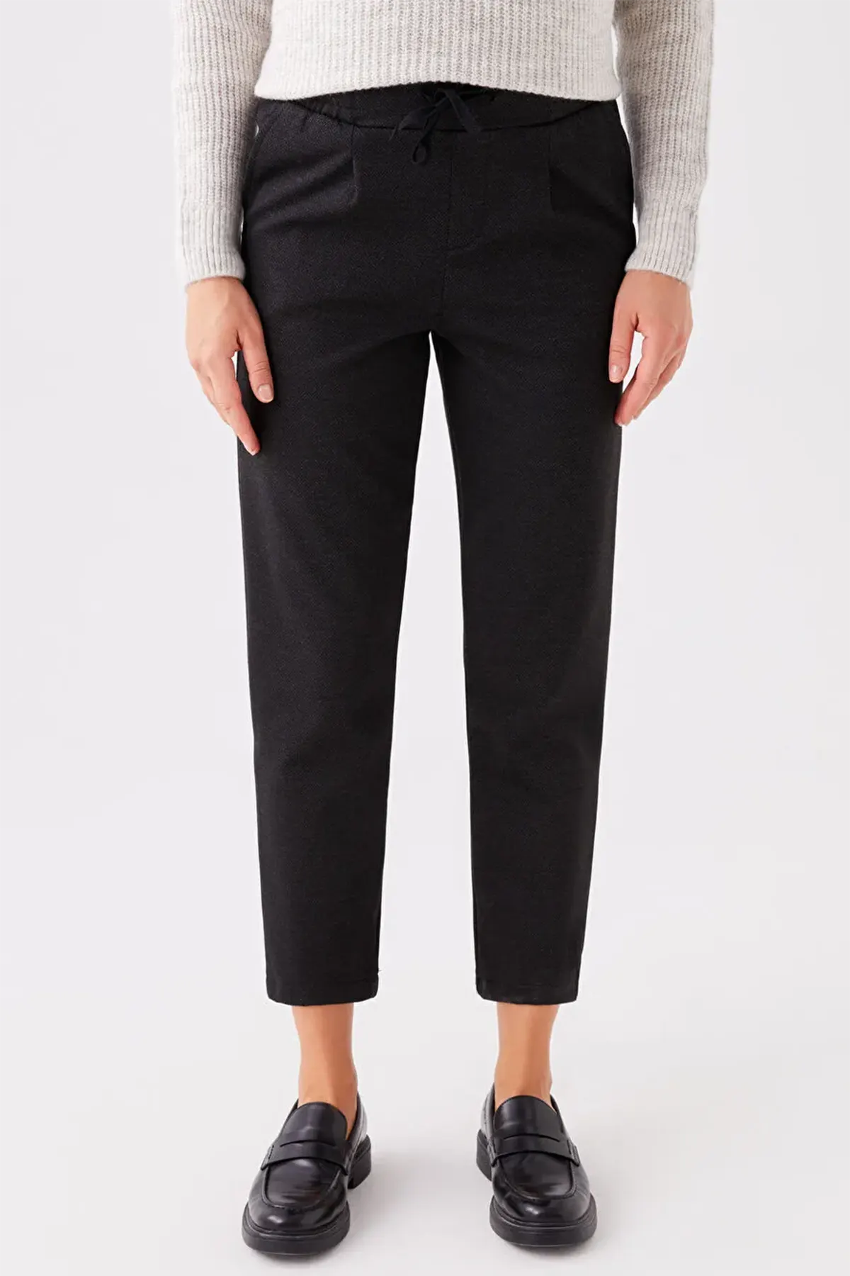 Elastic Waist Relaxed Fit Maternity Trousers Black - 8078