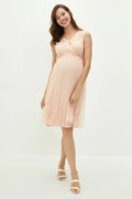 Solid Tulle Wrap Mini Maternity Dress Pink - 8100