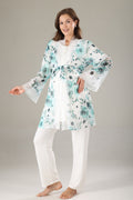 Lacy 3-Piece Maternity-Nursing Pajama & Lacy Chiffon Robe Set Mint - 811
