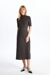 Elegant High Neck Maternity Dress Anthracite - 8113