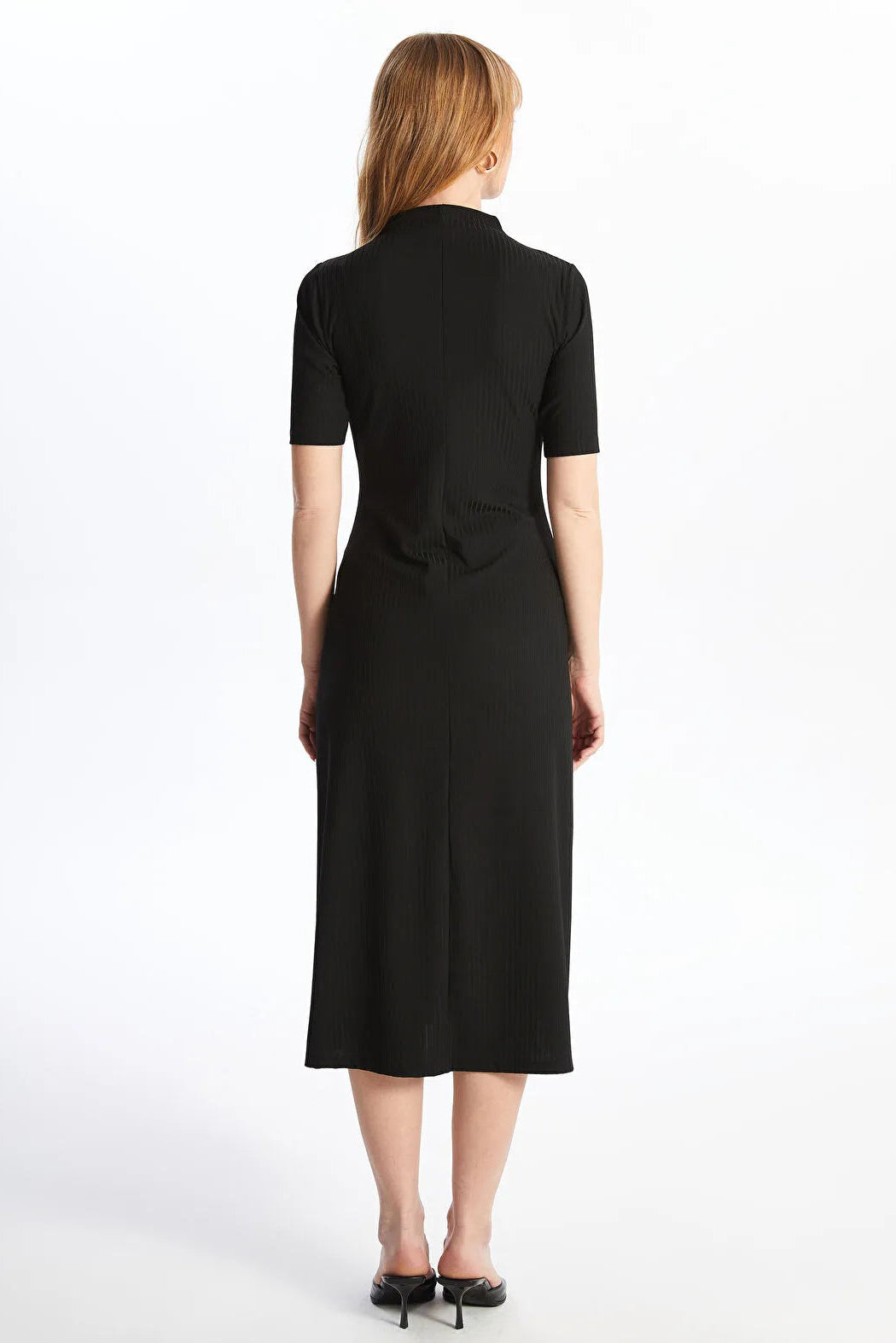 Elegant High Neck Maternity Dress Black - 8113