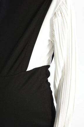 Color Block Crew Neck Maternity Dress Black - 8126