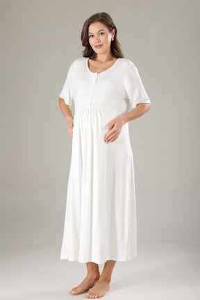 Lacy Maternity-Nursing Nightgown & Lacy Chiffon Robe Set Lilac - 814