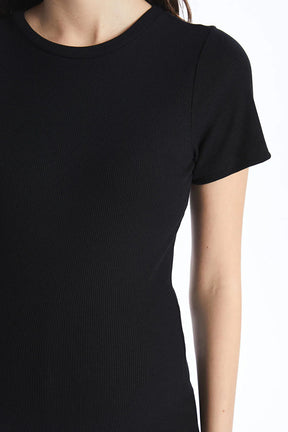 Minimal Crew Neck Maternity Dress Black - 81474