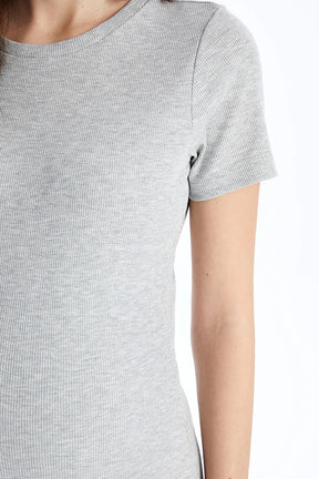 Minimal Crew Neck Maternity Dress Grey - 81474