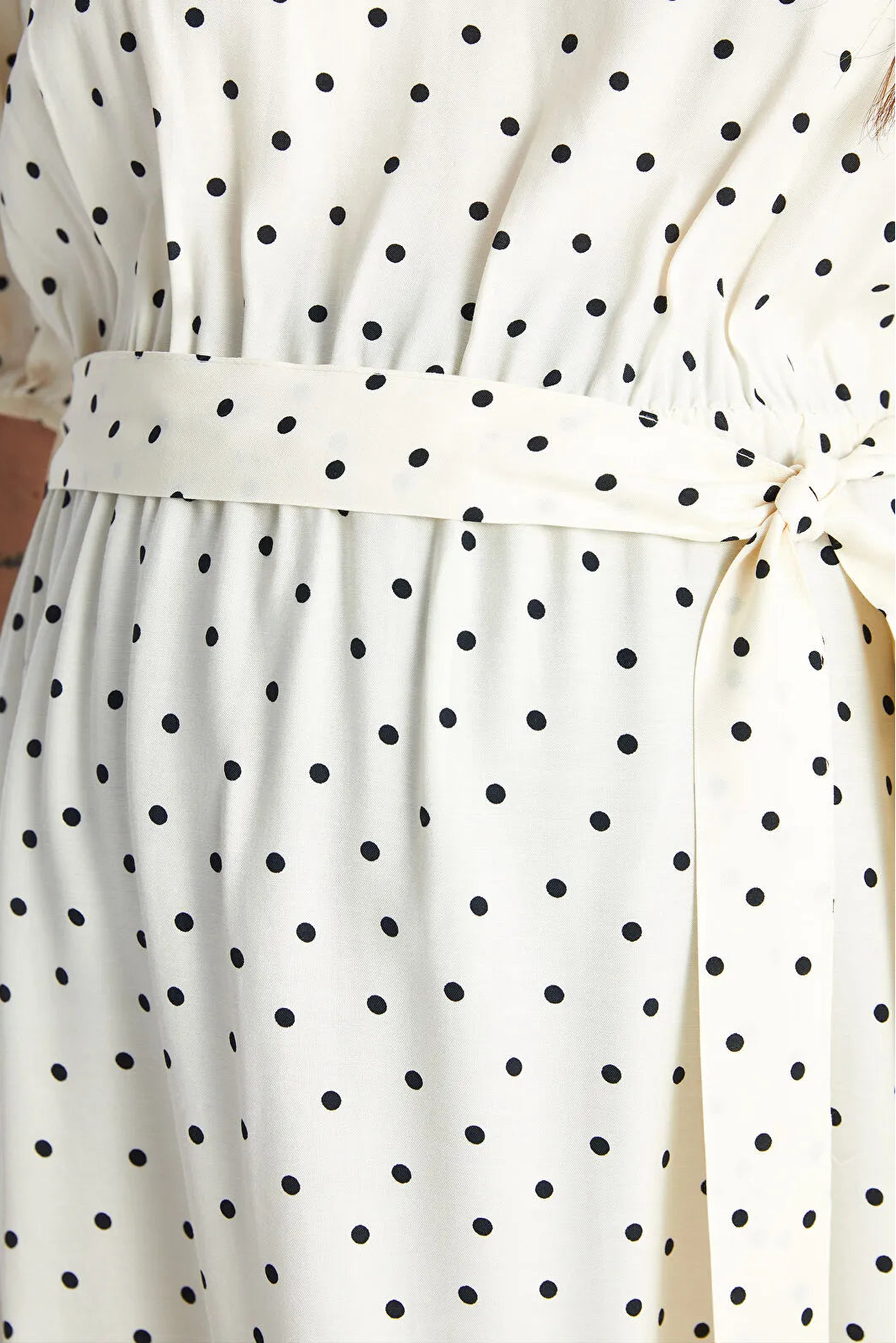 Polka Dot V-Neck Midi Maternity Dress Black - 8149