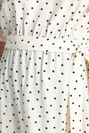 Polka Dot V-Neck Midi Maternity Dress Black - 8149
