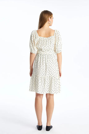 Polka Dot V-Neck Midi Maternity Dress Black - 8149