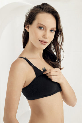 Cotton Jersey Nursing Bra Black - 8150
