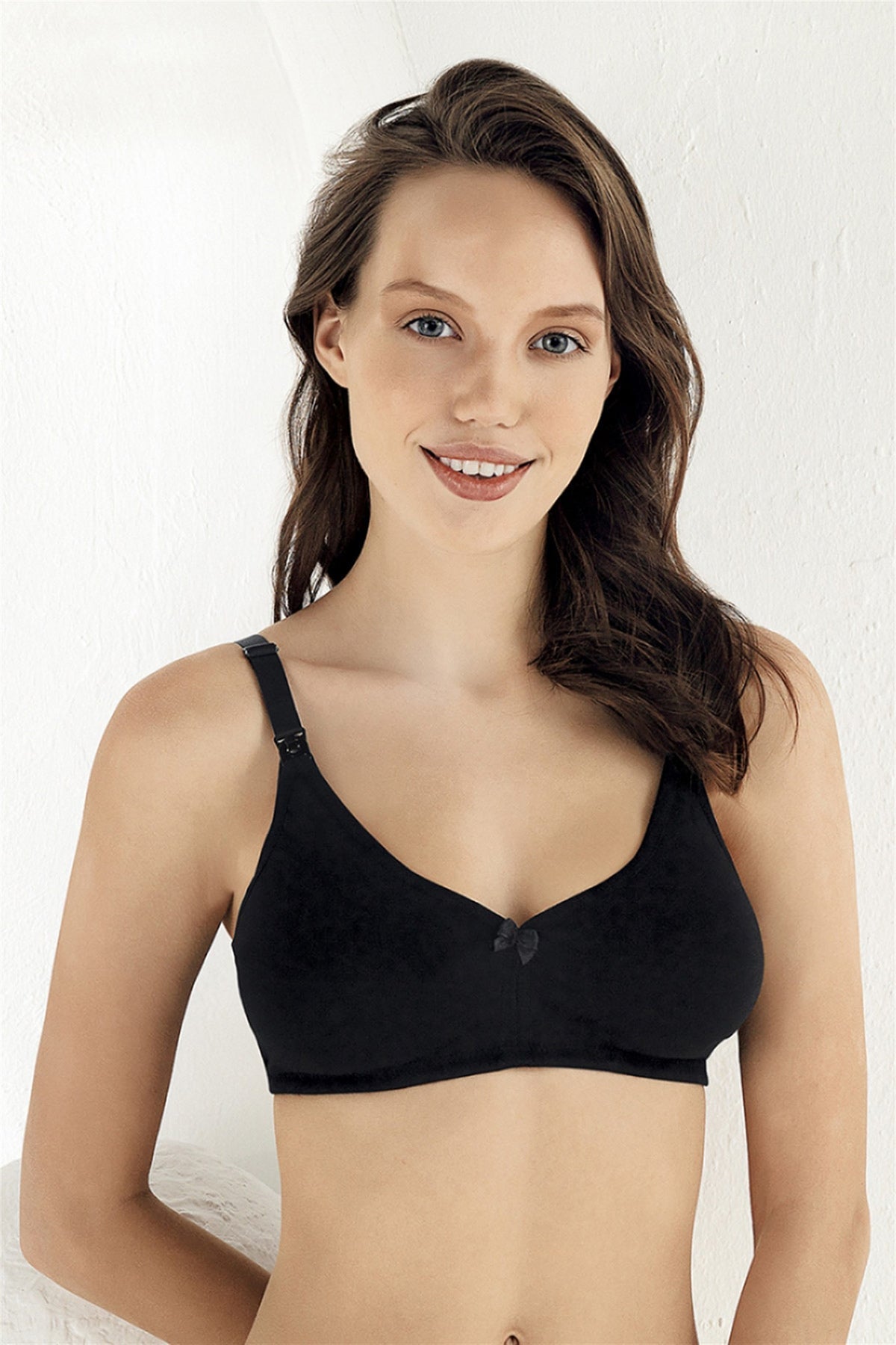 2-Pack Cotton Wire-Free & Pad-Free Nursing Bra Black - 8150