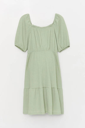 U-Neck Maternity Dress Green - 8174