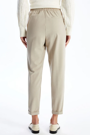 Elastic Waist Maternity Trousers Beige - 8305