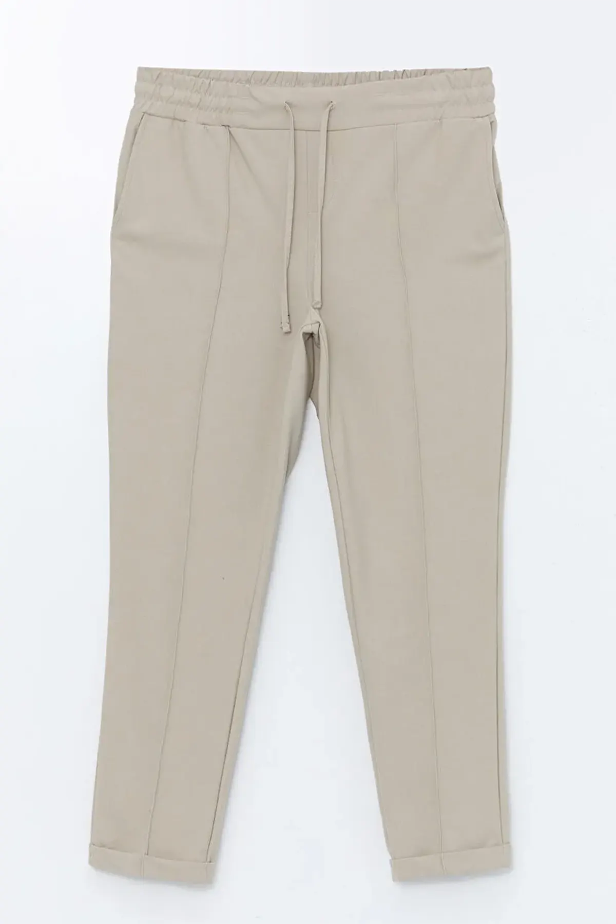 Elastic Waist Maternity Trousers Beige - 8305