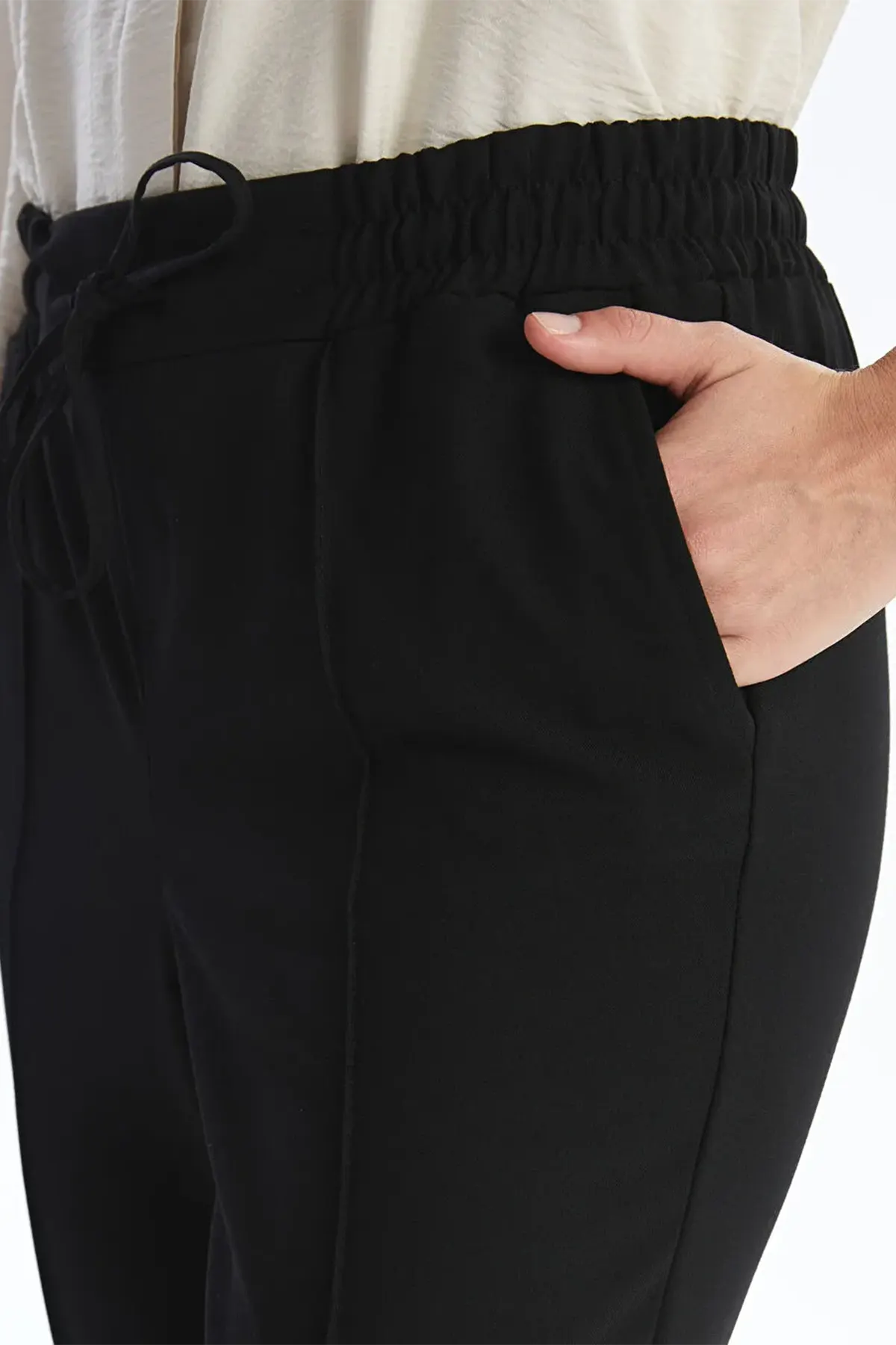 Elastic Waist Maternity Trousers Black - 8305