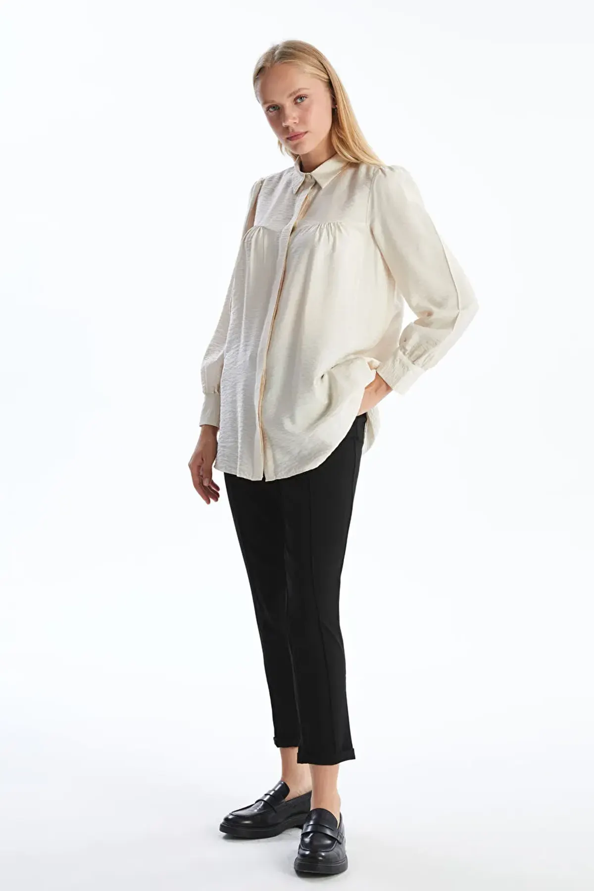 Elastic Waist Maternity Trousers Black - 8305