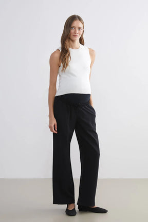 Belly Panel Maternity Trousers Black - 8314