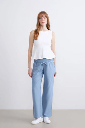 Belly Panel Maternity Trousers Blue - 8314