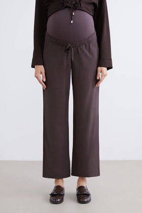 Belly Panel Maternity Trousers Coffee - 8314