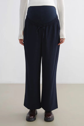 Belly Panel Maternity Trousers Navy Blue - 8314