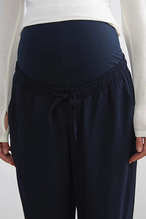 Belly Panel Maternity Trousers Navy Blue - 8314