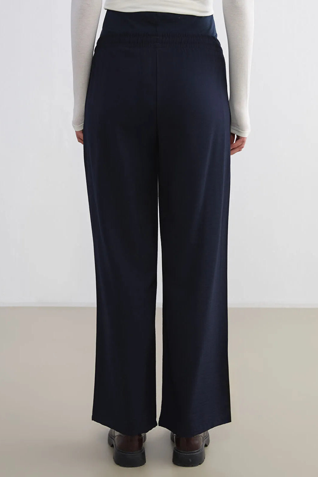 Belly Panel Maternity Trousers Navy Blue - 8314