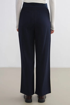 Belly Panel Maternity Trousers Navy Blue - 8314
