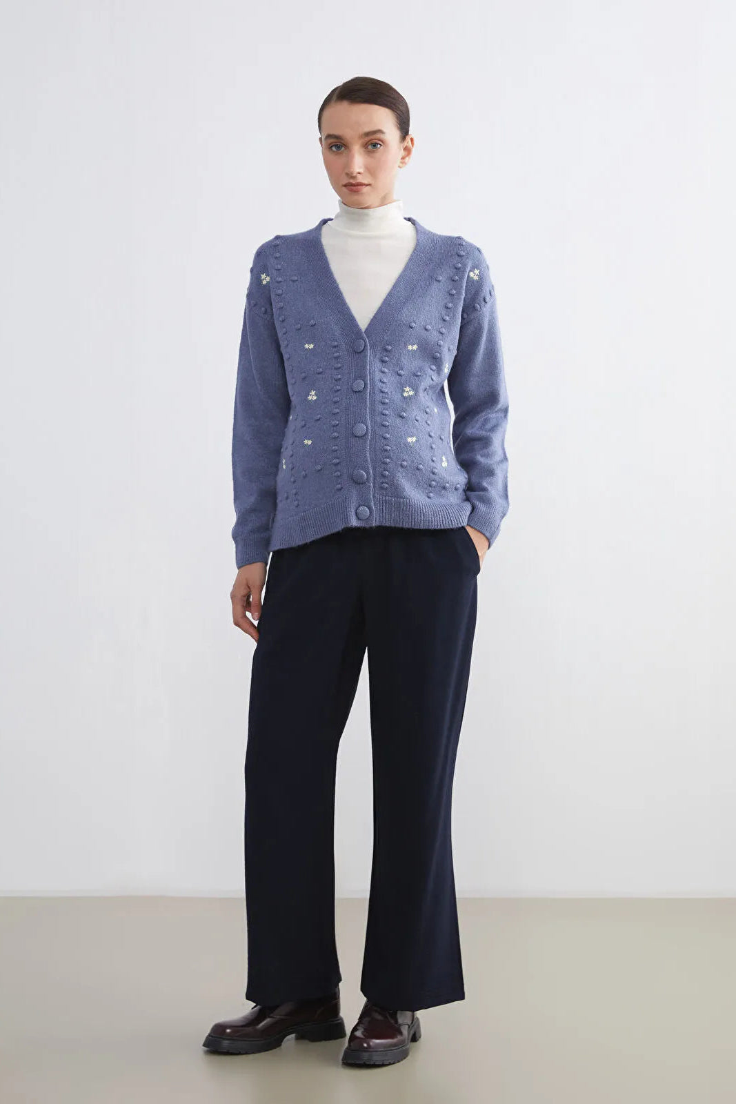 Belly Panel Maternity Trousers Navy Blue - 8314