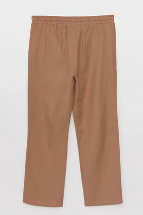 Cotton Elastic Waist Relaxed Fit Maternity Trousers Coffee - 8339