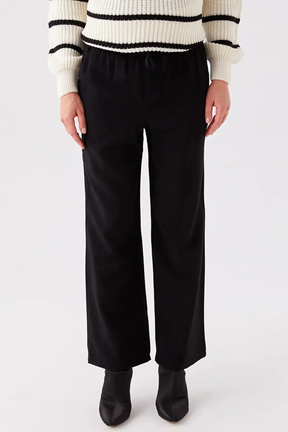 Elastic Waist Straight Wide-Leg Maternity Trousers Black - 8349