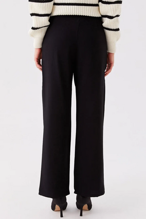 Elastic Waist Straight Wide-Leg Maternity Trousers Black - 8349